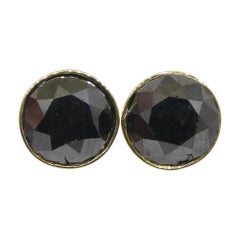 4.12ct Black Diamond Stud Earrings Set in 18k Yellow Gold