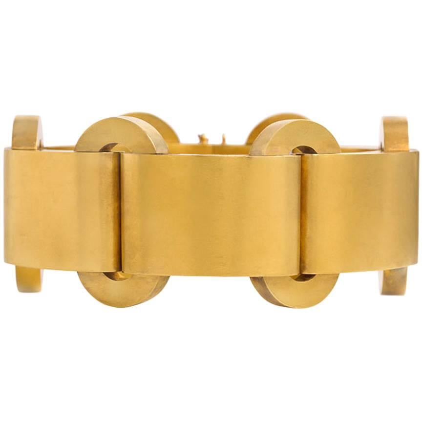 English Antique Gold Plaque Link Bracelet