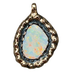 Freeform Natural Opal Pendant in 14 Karat Gold, 1970s