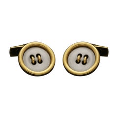 Bulgari Pair Of Gold And Steel Button Cufflinks Circa 1970s