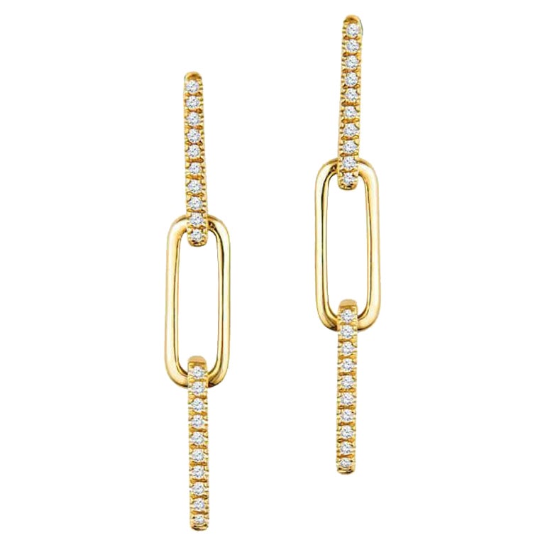 0.09ctw Diamond Link Drop Earrings, 14k Yellow Gold For Sale