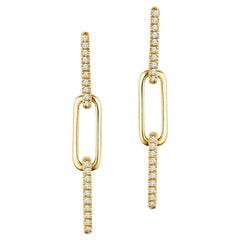 0.09ctw Diamond Link Drop Earrings, 14k Yellow Gold