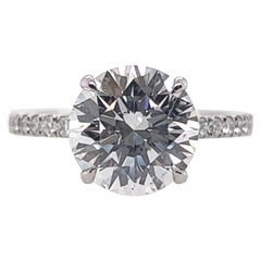 Anello di fidanzamento con diamante rotondo naturale certificato GIA da 2,42 carati G SI2 EX Cut None