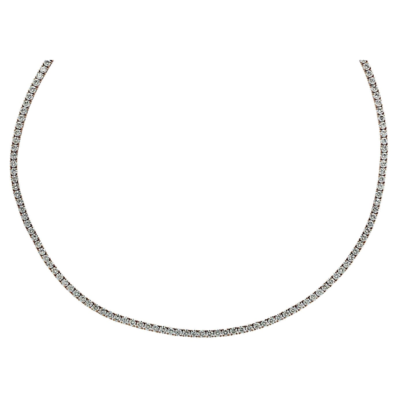 Vivid Diamonds 5.96 Carat Diamond Straight Line Rose Gold Necklace For Sale