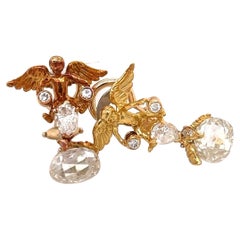 Julius Cohen 18k Yellow Gold Angel Shaped Drop Earrings With Briolette Diamonds