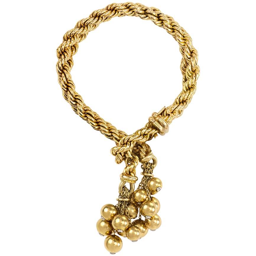 1950s Marchak Diamond Gold Tassel Bracelet