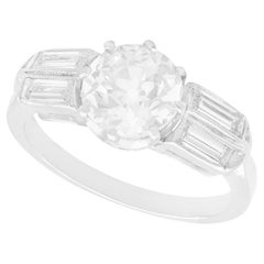 Antique 2.17ct Diamond and 14ct White Gold Solitaire Ring