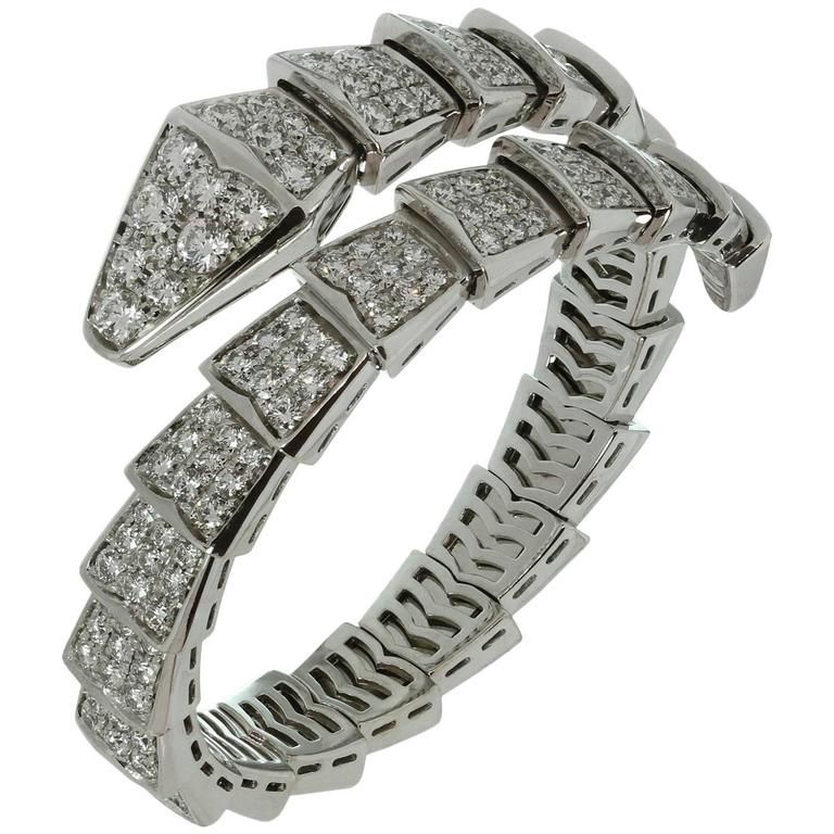 Bulgari Serpenti Pave Diamond Gold Bracelet For Sale at 1stDibs ...