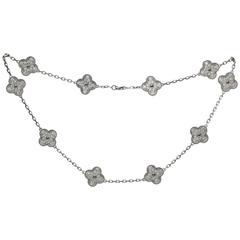 Van Cleef & Arpels Vintage Alhambra Diamond Gold 10 Motif Necklace