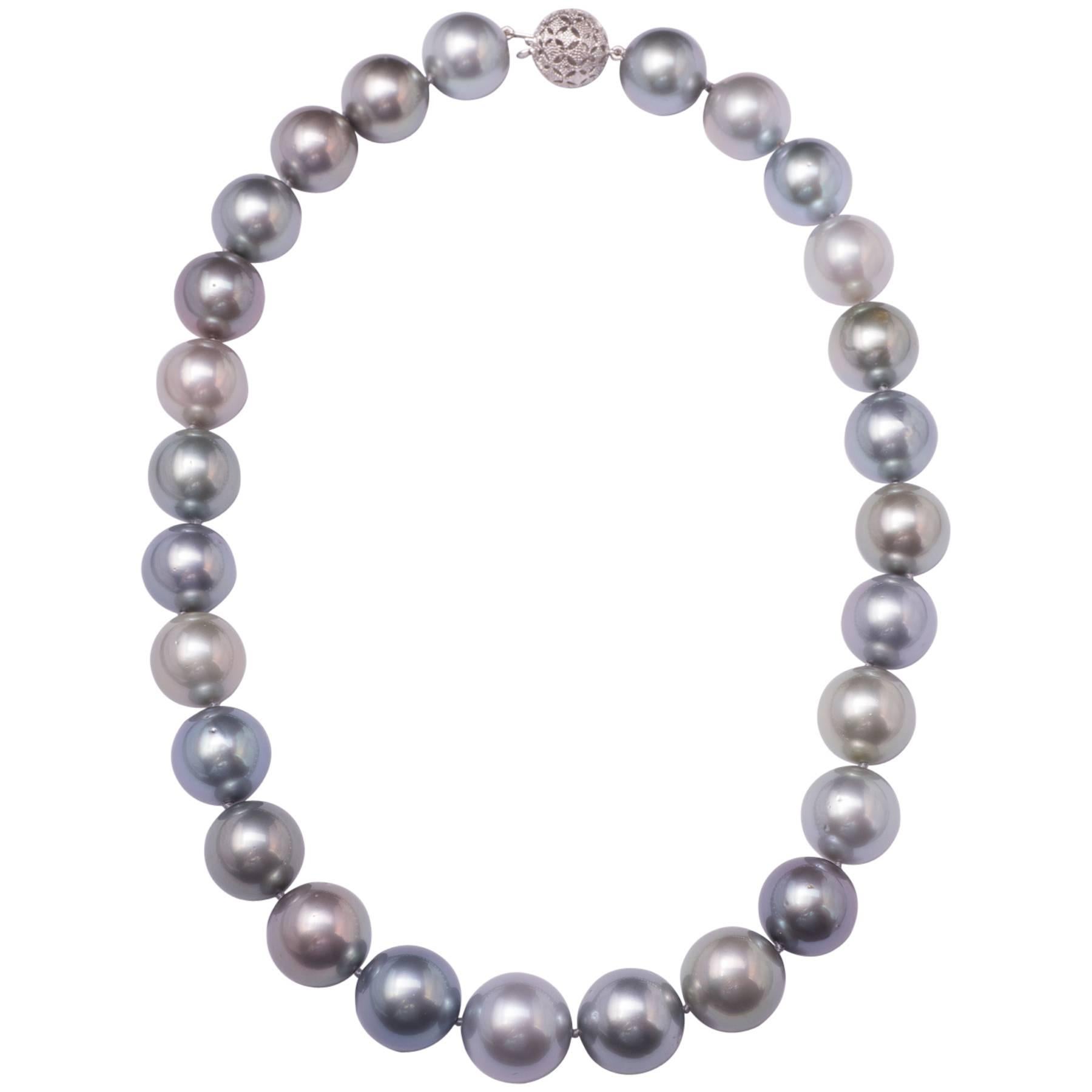 Magnificent Very Large Tahitian Multicolored South Sea Pearl Necklace