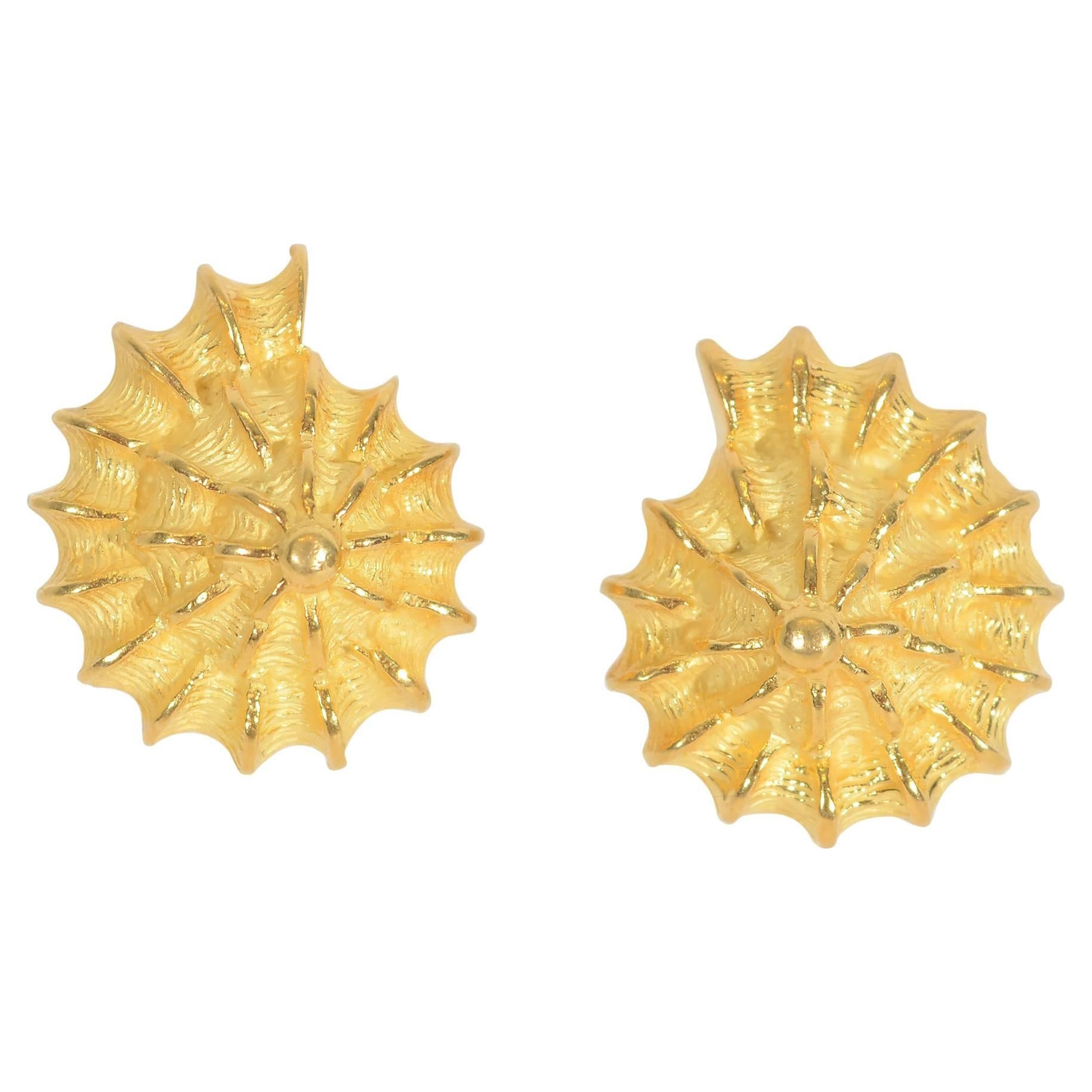 Valentin Magro Gold Shell Earrings For Sale