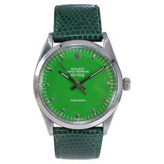 Rolex Air King en acier inoxydable avec cadran vert personnalisé des années 1960 et 1970