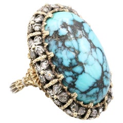 Buccellati Turchese Diamante Oro 18k Anello