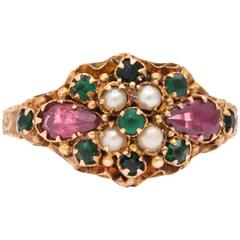 1922 Rare Suffragette Colors Violet Ruby Emerald Gold Ring
