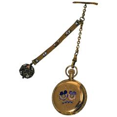 Elgin Lady's Enamel Gold Diamond Hunter Pocket Watch 8