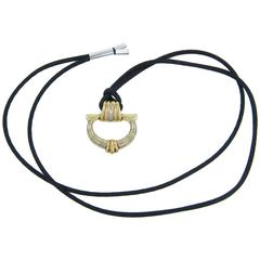 Cartier Aurore Tri Color Gold Ribbed Pendant with Silk Cord 9