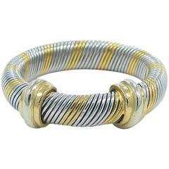 Cartier Aurore Tri Color Gold Ribbed Ring 5