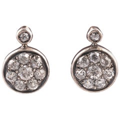 Antique Silver and Gold Old Cut Diamond Cluster Earrings