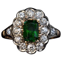 Vintage Russian Demantoid Diamond Engagement Ring