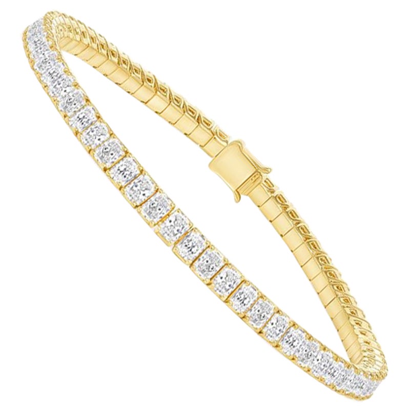 18k Yellow Gold Radiant Diamond Tennis Bracelet, F Color Vs, Natural Earth Mined For Sale