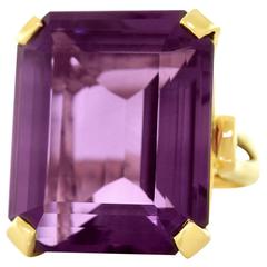 Huge Retro Sixties Amethyst Gold Ring