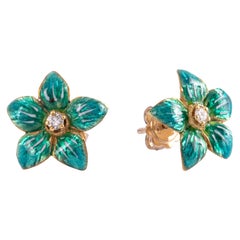 Giancarlo Montebello Oro 18 Kt Yw "Non Ti Scordar Di Me" Esmalte Flor Diamante