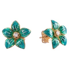 Giancarlo Montebello 18 Kt Yw Gold "Non Ti Scordar Di Me" Enamel Flower Diamond