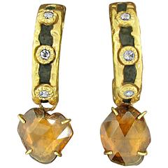 Victor Veylan Golden Zircon Diamond Silver Gold Earrings