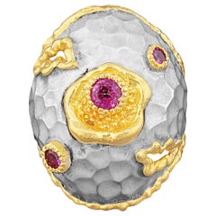 Victor Velyan Pink Sapphire Ring in White Patina