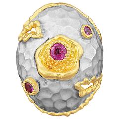 Victor Velyan Pink Sapphire Ring in White Patina 10