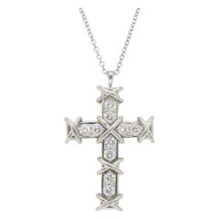 Tiffany & Co. Schlumberger Platinum Ten Stone Cross Pendant