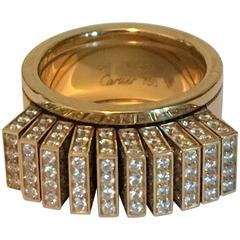 Cartier Diamond Gold Flexible Movable Fan Wedding Band Ring