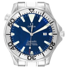 Omega Seamaster Electric Blue Wave Dial Steel Mens Watch 2265.80.00 Box Card