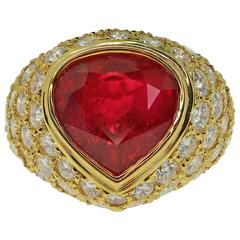 Pear Shape Ruby Diamond Gold Ring