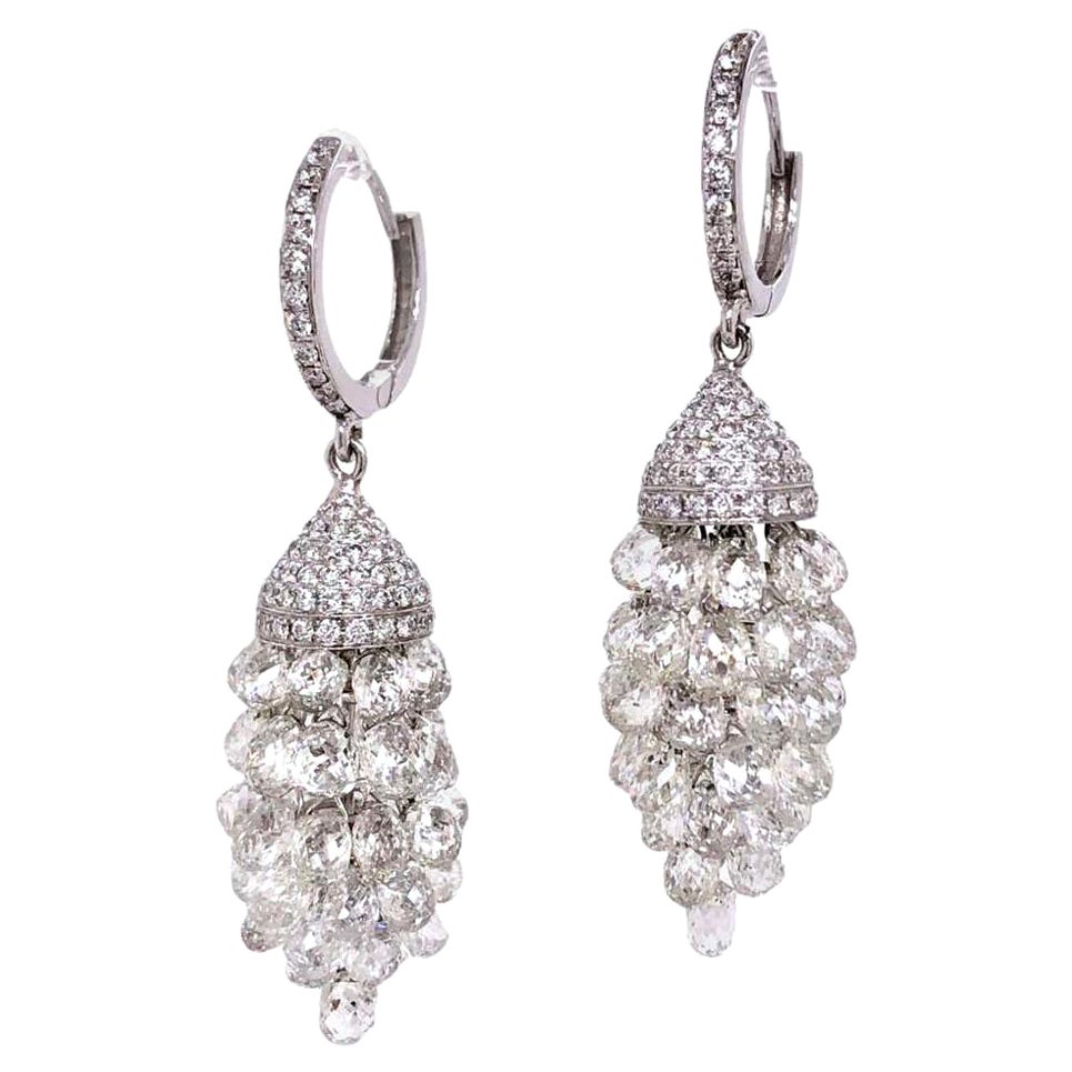 PANIM 20 Carat Briolette Diamond Chandelier Grape Earrings in 18 Karat Gold