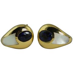 Maubossin Iolite Mother of Pearl Gold Earrings
