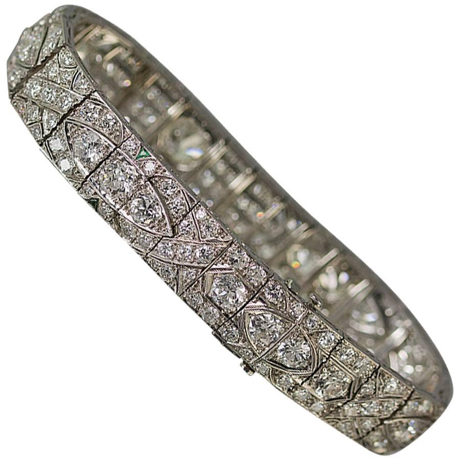 1930s Art Deco Diamond Platinum Bracelet  For Sale