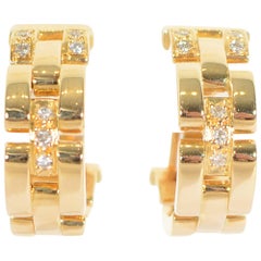 Cartier Panthere Diamond Gold Hoop Earrings