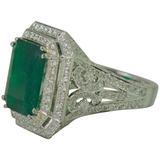 Gubelin Cert 6.81 Carat Emerald Diamond Platinum Ring 