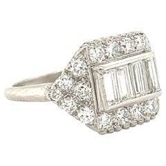 Art Deco Platinum Diamond Ring 2.10 Ct