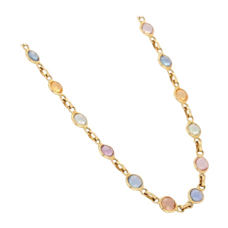 Multi-Sapphire Necklace in 18K Yellow Gold For Sale