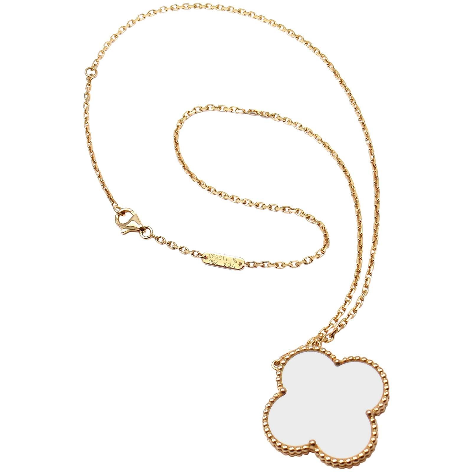 Van Cleef & Arpels Magic Alhambra Mother Of Pearl Gold Pendant Necklace