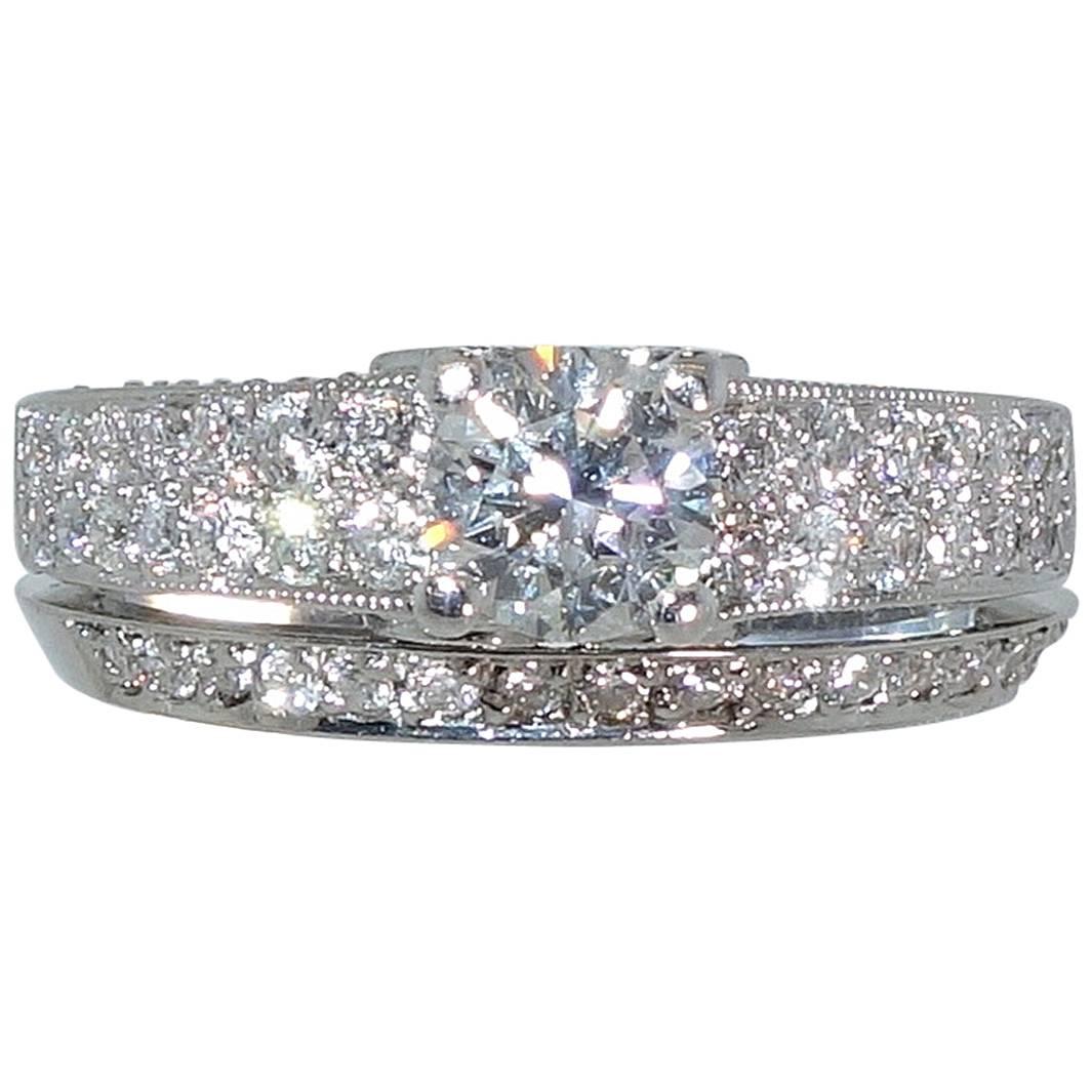 Diamond Gold Wedding Ring with Matching Band