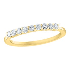 Alliance en or jaune 14 carats avec diamants taille brillant de 0,23 carat