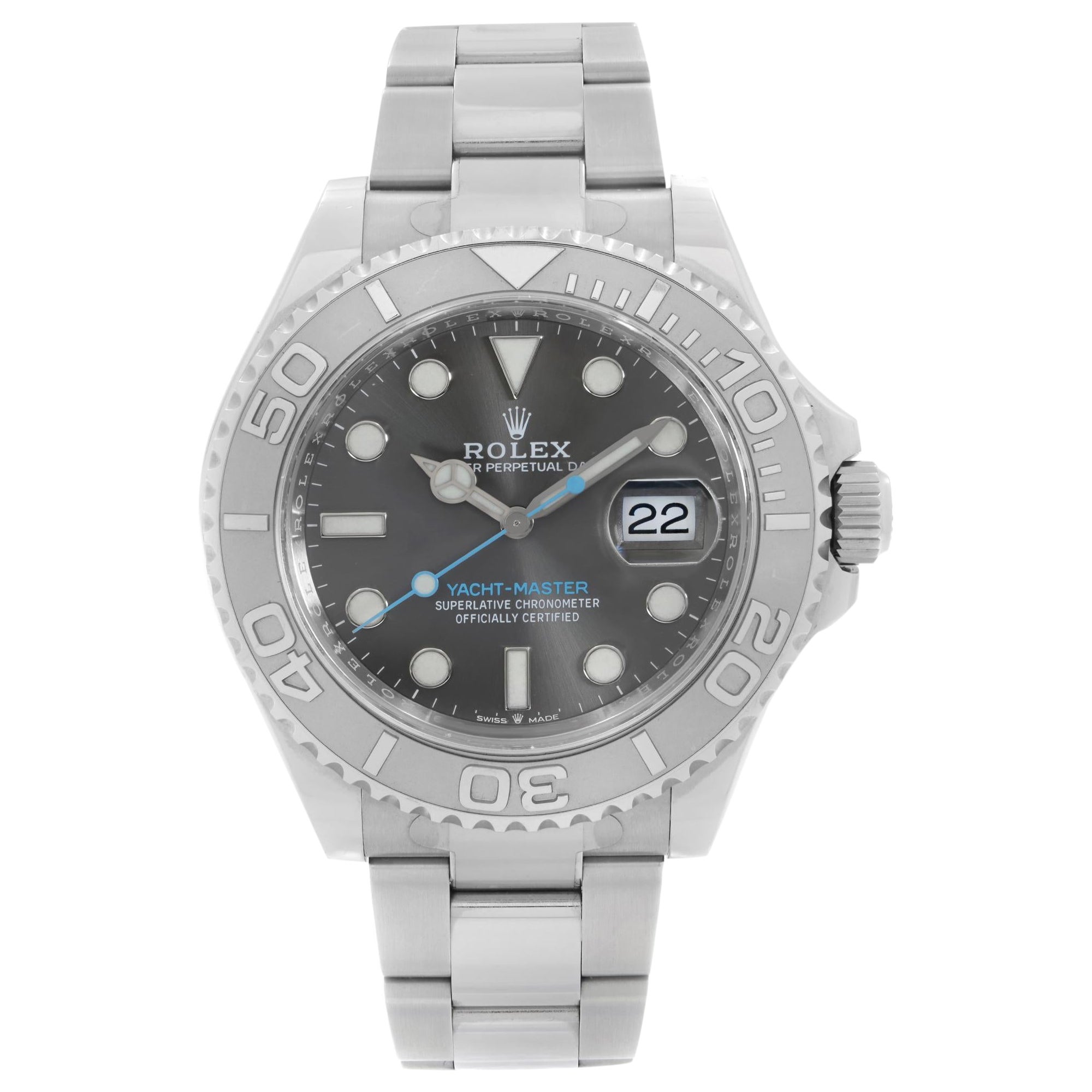 Rolex Yacht-Master Montre automatique en acier, platine, lunette et cadran en rhodium 126622