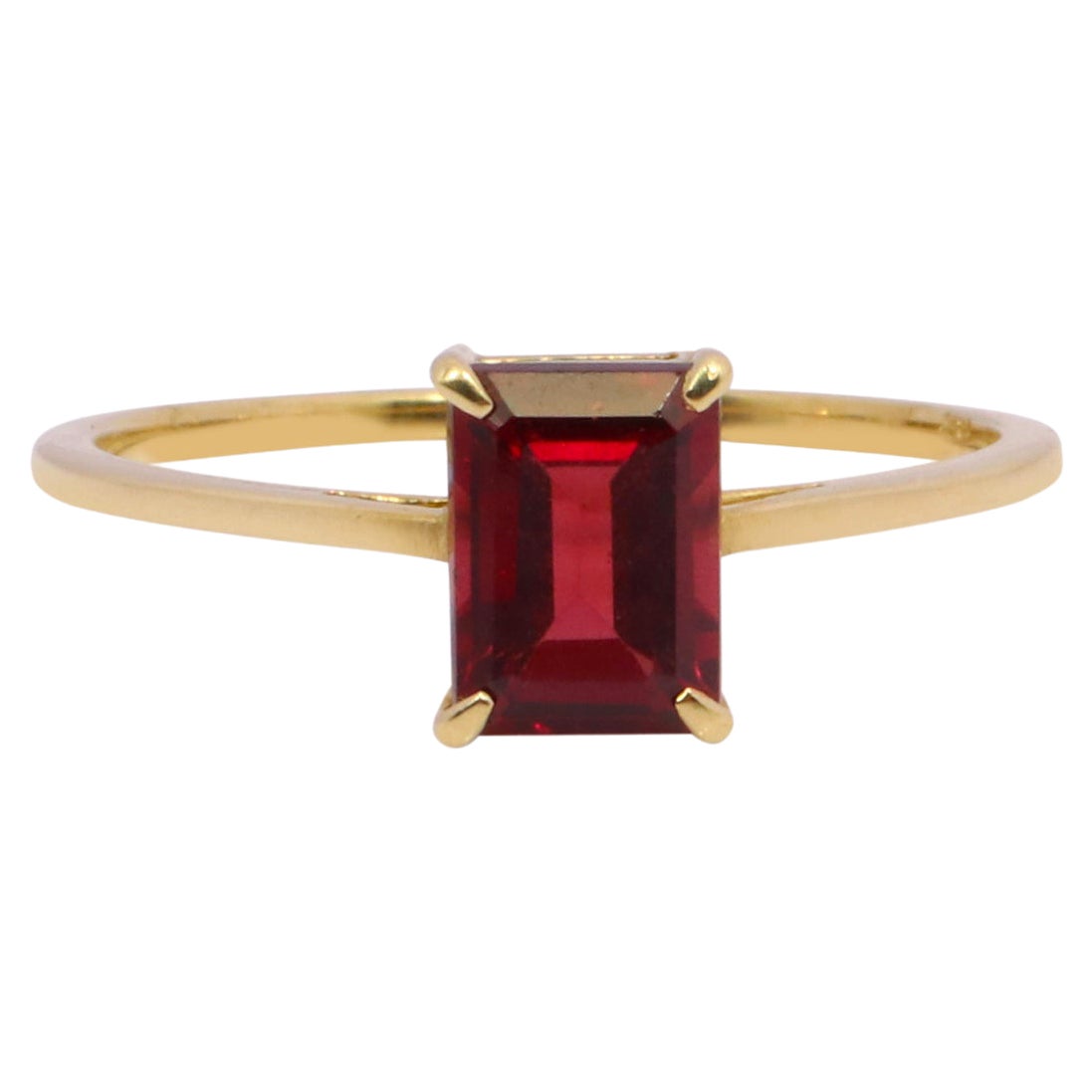 Details about   1.05 ct Emerald Cut 3 stone Red Garnet Modern Statement Ring Solid 14k Pink Gold 