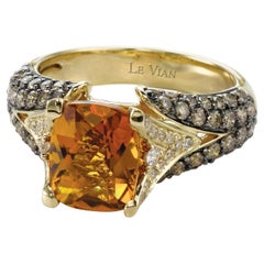 Ring aus 14 Karat Gelbgold mit orangefarbenem Citrin und Diamanten von Vian