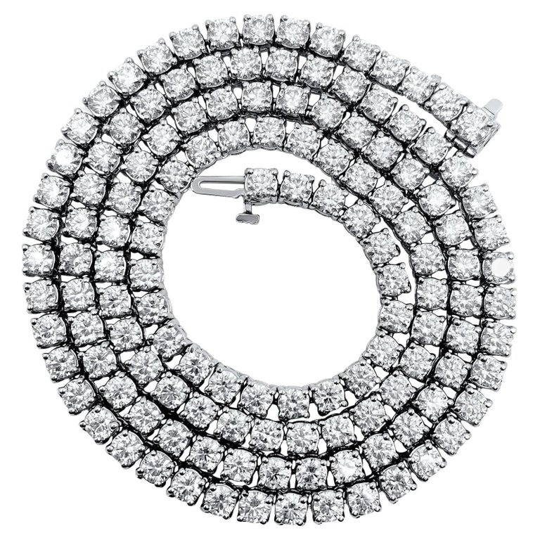 26CT VVS Diamond Tennis Necklace Unisex For Sale at 1stDibs