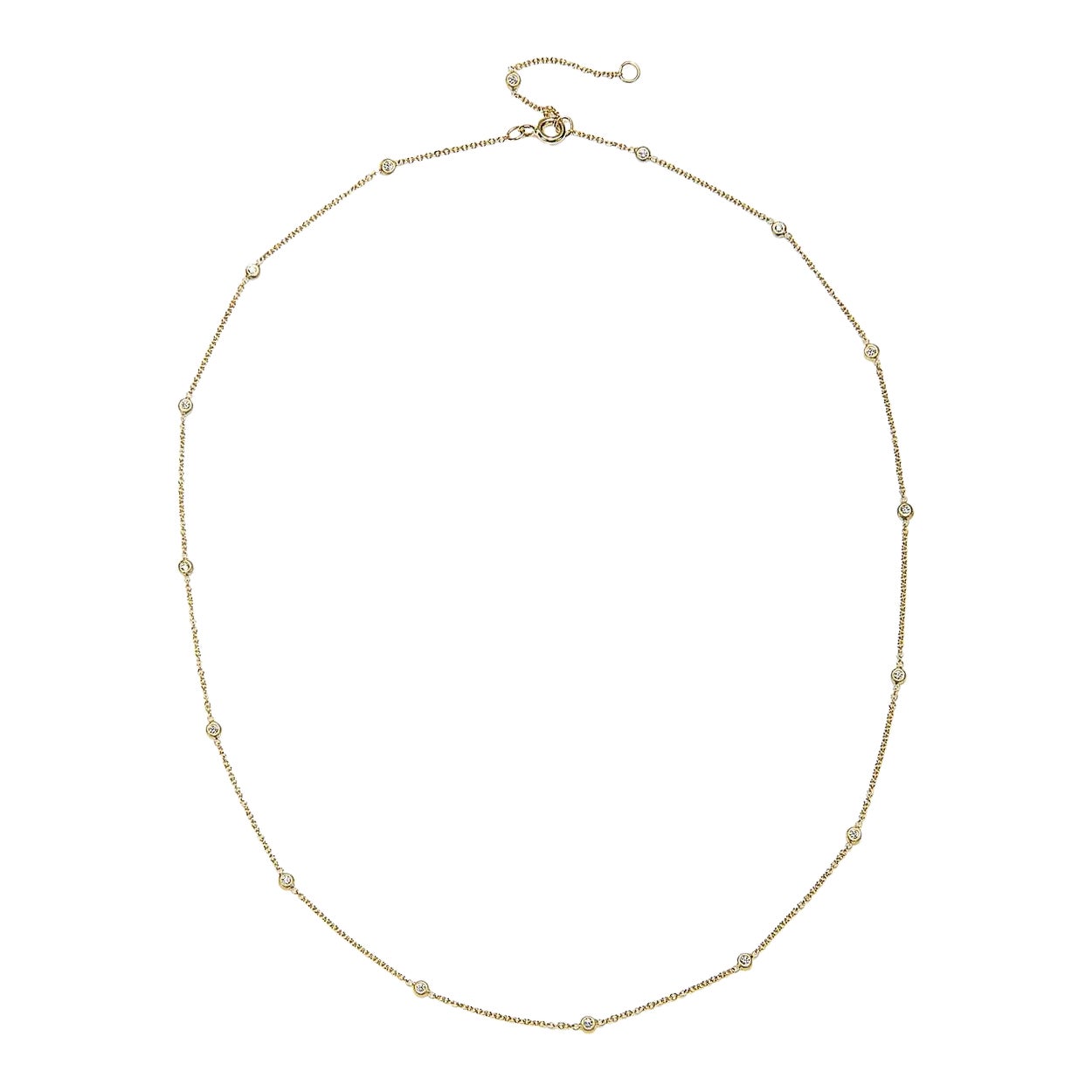 Faye Kim 18 Karat Gold and Diamond Station Necklace For Sale