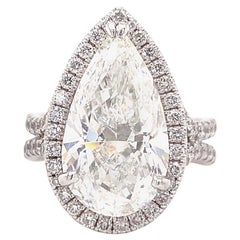 UNEEK Verlobungsring 14kt Weißgold, birnenförmiger Diamant 5,90 tcw, maßgefertigter Halo